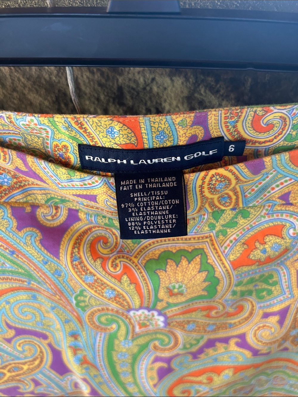 Ralph Lauren Golf Paisley Skort(shorts underneath)Size 6;Like New;Vibrant Colors